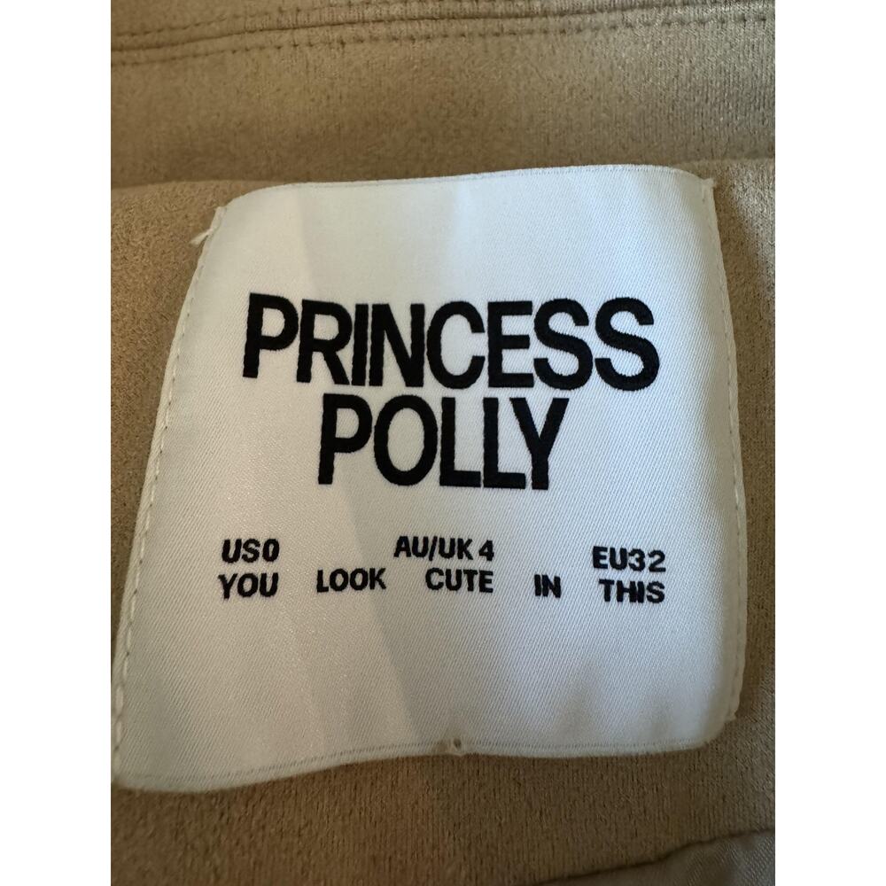 Princess Polly Faux Suede Jacket Womens XS 0 Beige Studded Western Cowgirl - Picture 3 of 9